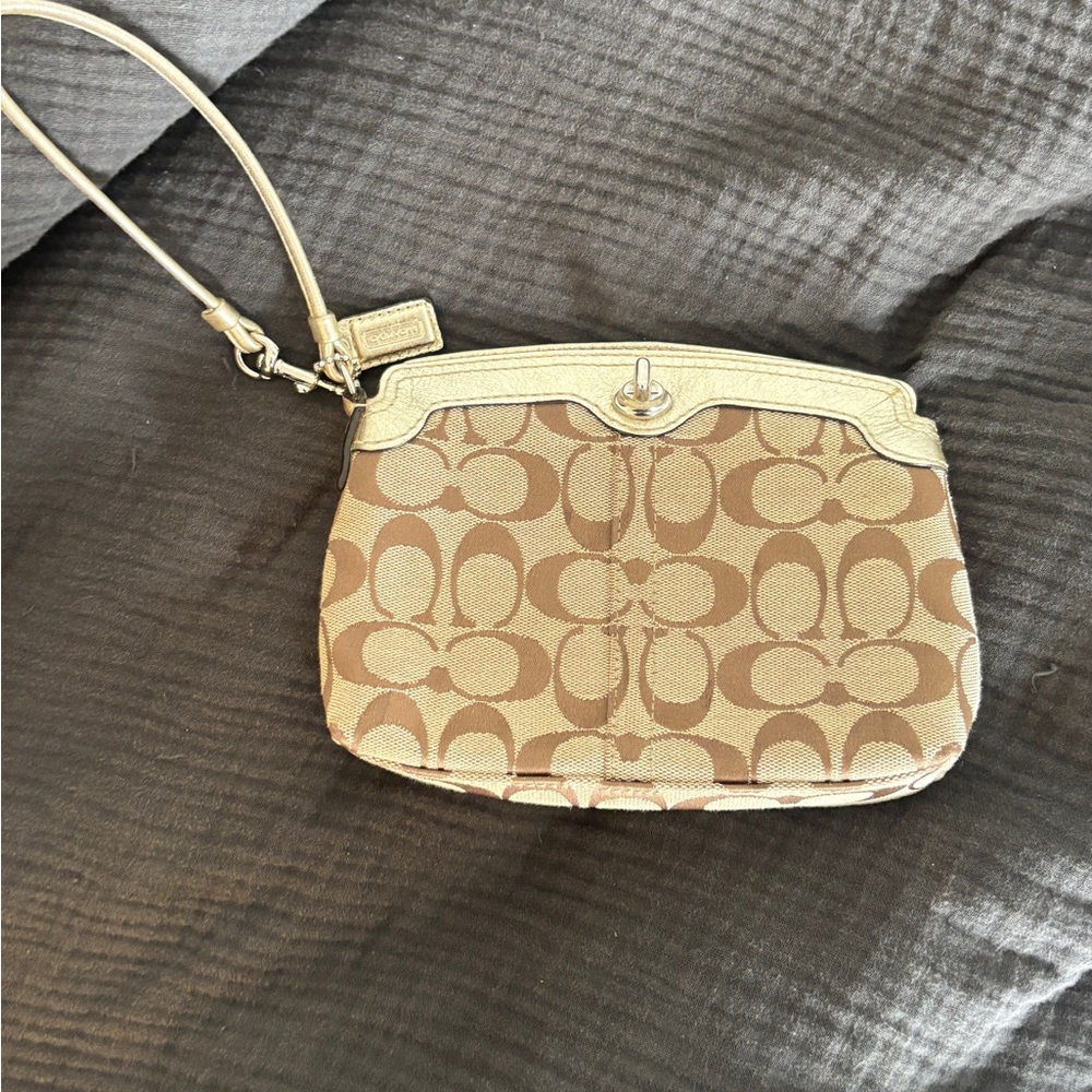 Coach Tan and Cream wristlet